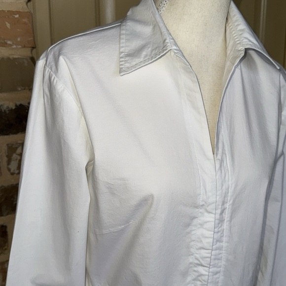Crossing Pointe White Long Sleeve Embroidery Embellished Button Down Shirt Sz L - Picture 5 of 11